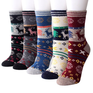 Winter thickened women's wool socks cartoon elk socks cross-border sales warm women's socks snow socks wholesale spot