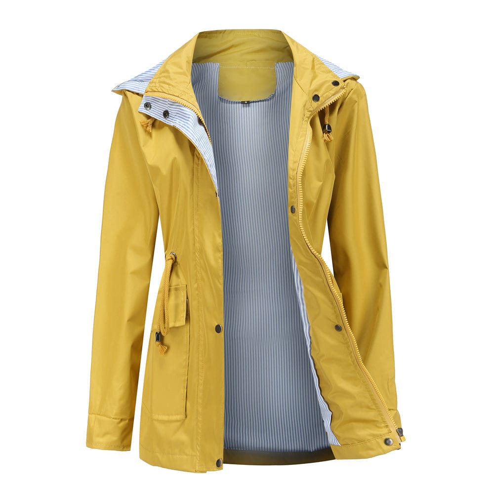 Yellow / M detachable hood trench coat Women's Cross border Women's oversize Amazon trench coat